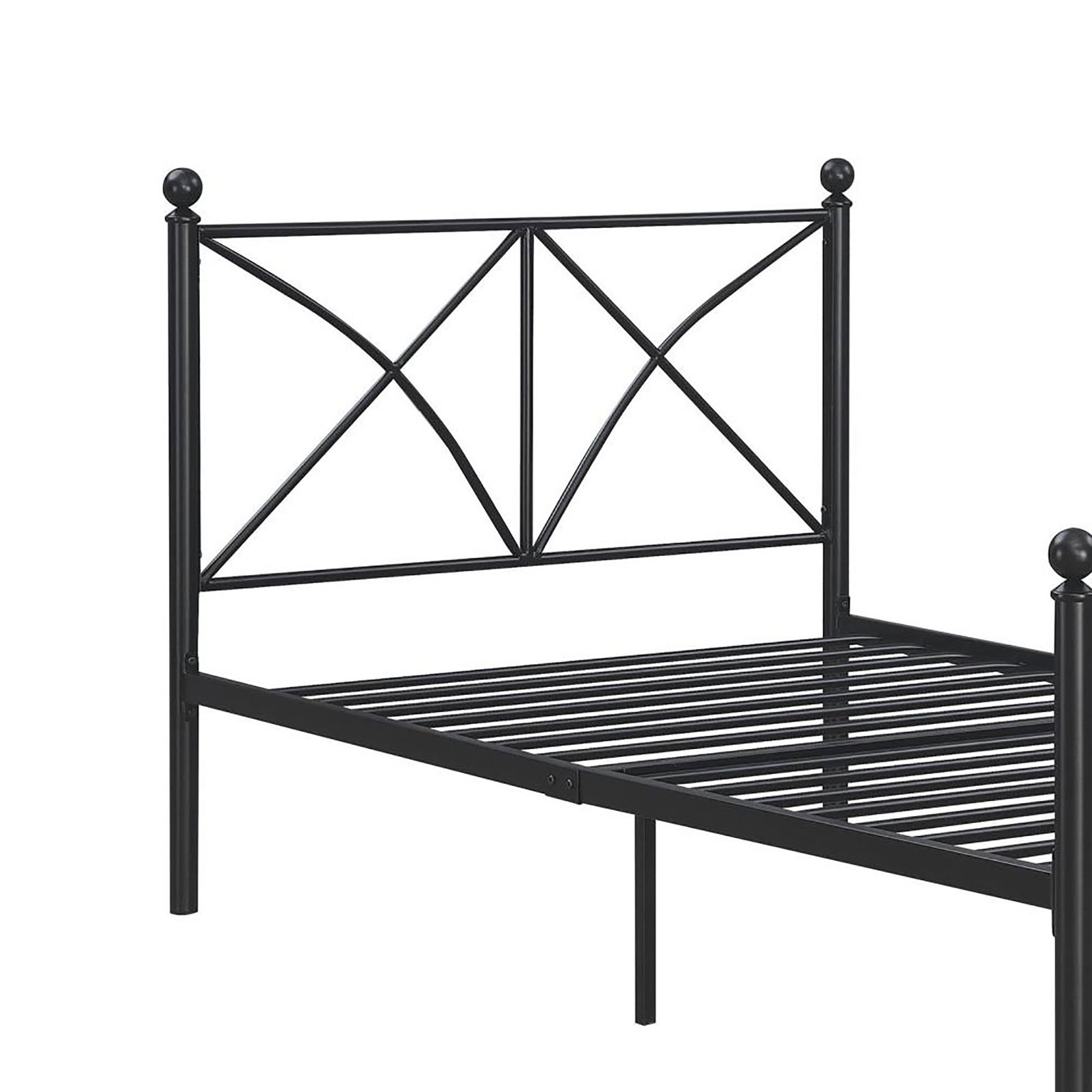 Black Twin Platform Bed Box Spring Not Required Twin Black Metal Bedroom Contemporary,Modern Open Frame Metal