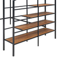Full Size Metal Loft Bed With Upper Grid Storage Shelf And Lateral Storage Ladder, Black Black Mdf Metal
