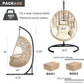 Comming Outdoor Indoor Pe Wicker Swing Egg Chair Natural Color Yes Natural Rust Resistant Frame Fade Resistant Cushion Foam Wicker