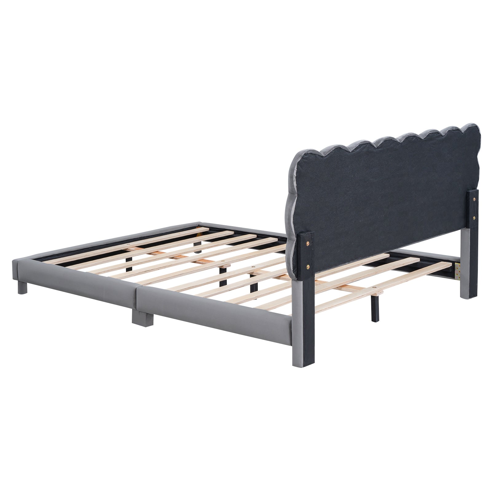 Full Size Upholstered Platform Bed With Soft Headboard,Gray Gray Upholstered