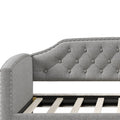 Twin Size Upholstered Daybed With Trundle For Guest Room, Small Bedroom, Study Room, Gray Box Spring Not Required Twin Gray Wood Bedroom Traditional Daybeds Linen Upholstered
