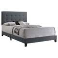 Grey Tufted Full Panel Bed Box Spring Required Full Grey Wood Bedroom Transitional Panel Foam Upholstered