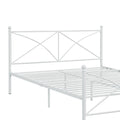 White Queen Platform Bed Box Spring Not Required Queen White Metal Bedroom Contemporary,Modern Open Frame Metal