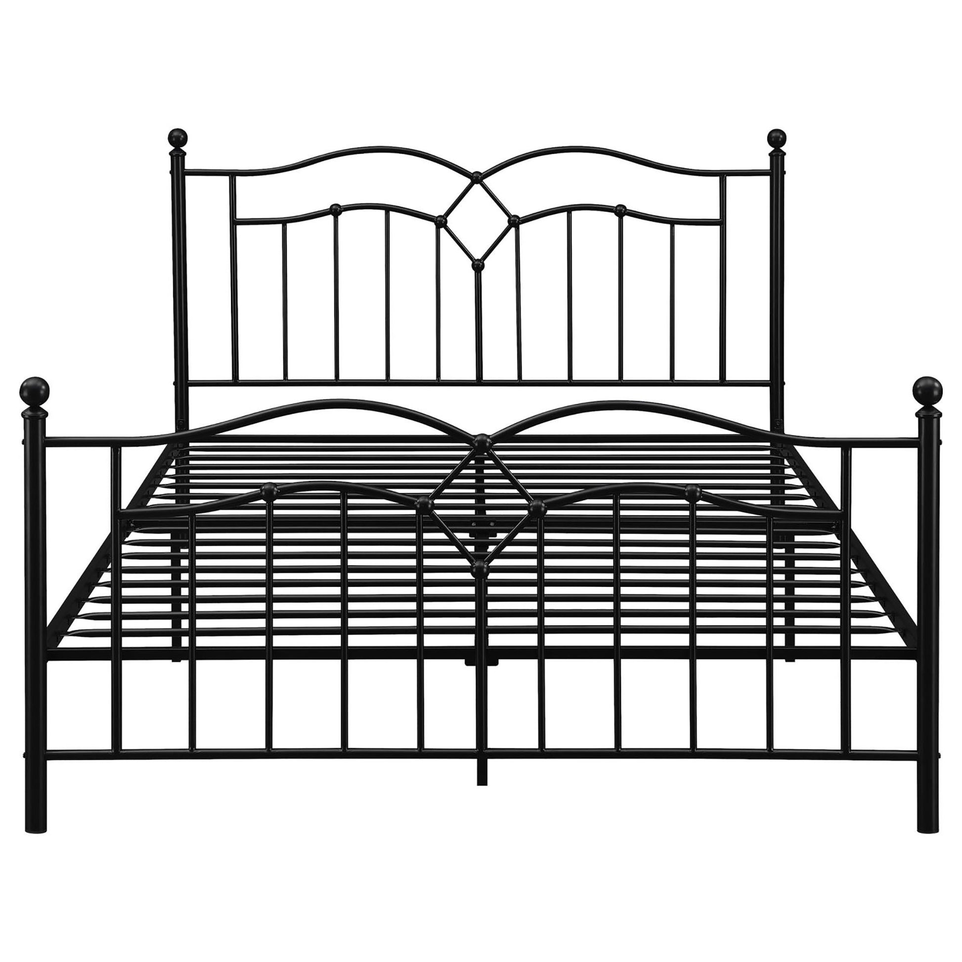 Black Slat Headboard Queen Bed Box Spring Not Required Queen Black Metal Bedroom Transitional Open Frame Metal