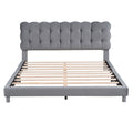 Queen Size Upholstered Platform Bed With Soft Headboard,Gray Gray Upholstered