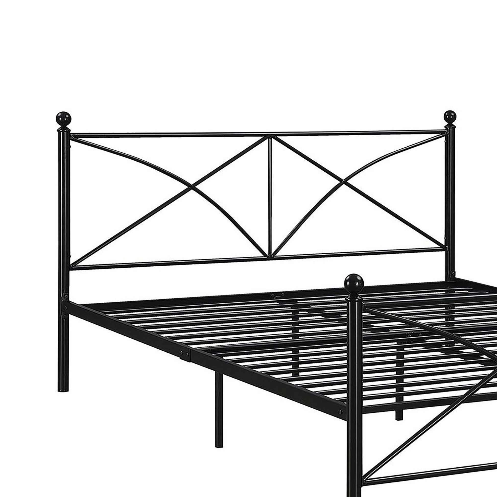 Black Queen Platform Bed Box Spring Not Required Queen Black Metal Bedroom Contemporary,Modern Open Frame Metal