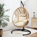 Comming Outdoor Indoor Pe Wicker Swing Egg Chair Natural Color Yes Natural Rust Resistant Frame Fade Resistant Cushion Foam Wicker