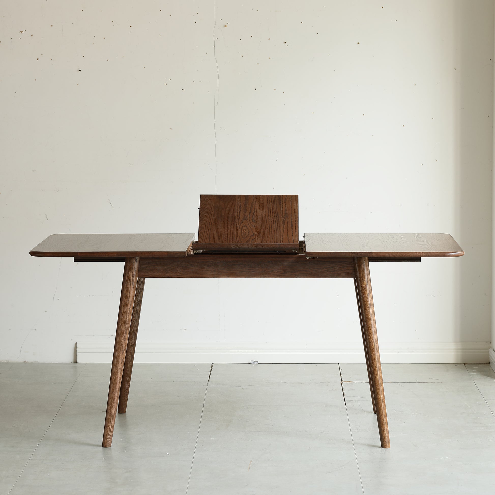 Walnut Color Solid Oak Round Corner Diagonal Leg Telescopic Table 1.2 1.6M, For 6 8 People To Meet Dining Table Wood Walnut Color Walnut Brown Writting Desk Triangular Dining Room Oak Rectangular Kitchen & Dining Tables Solid Wood