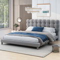 Full Size Upholstered Platform Bed With Soft Headboard,Gray Gray Upholstered