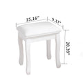 Solid Wood Square Stool White White Wood