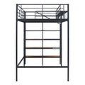 Twin Size Metal Loft Bed With Upper Grid Storage Shelf And Lateral Storage Ladder, Black Black Mdf Metal