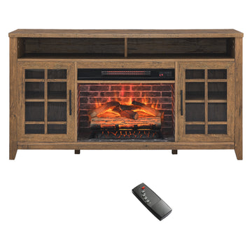55 Inch Tv Media Stand With Electric Fireplace Kd Inserts Heater,Reclaimed Barnwood Color Powder Coated Electric Reclaimed Barnwood Vent Free Primary Living Space Yes Insert Temptered Glass Stainless Steel Mdf Electric
