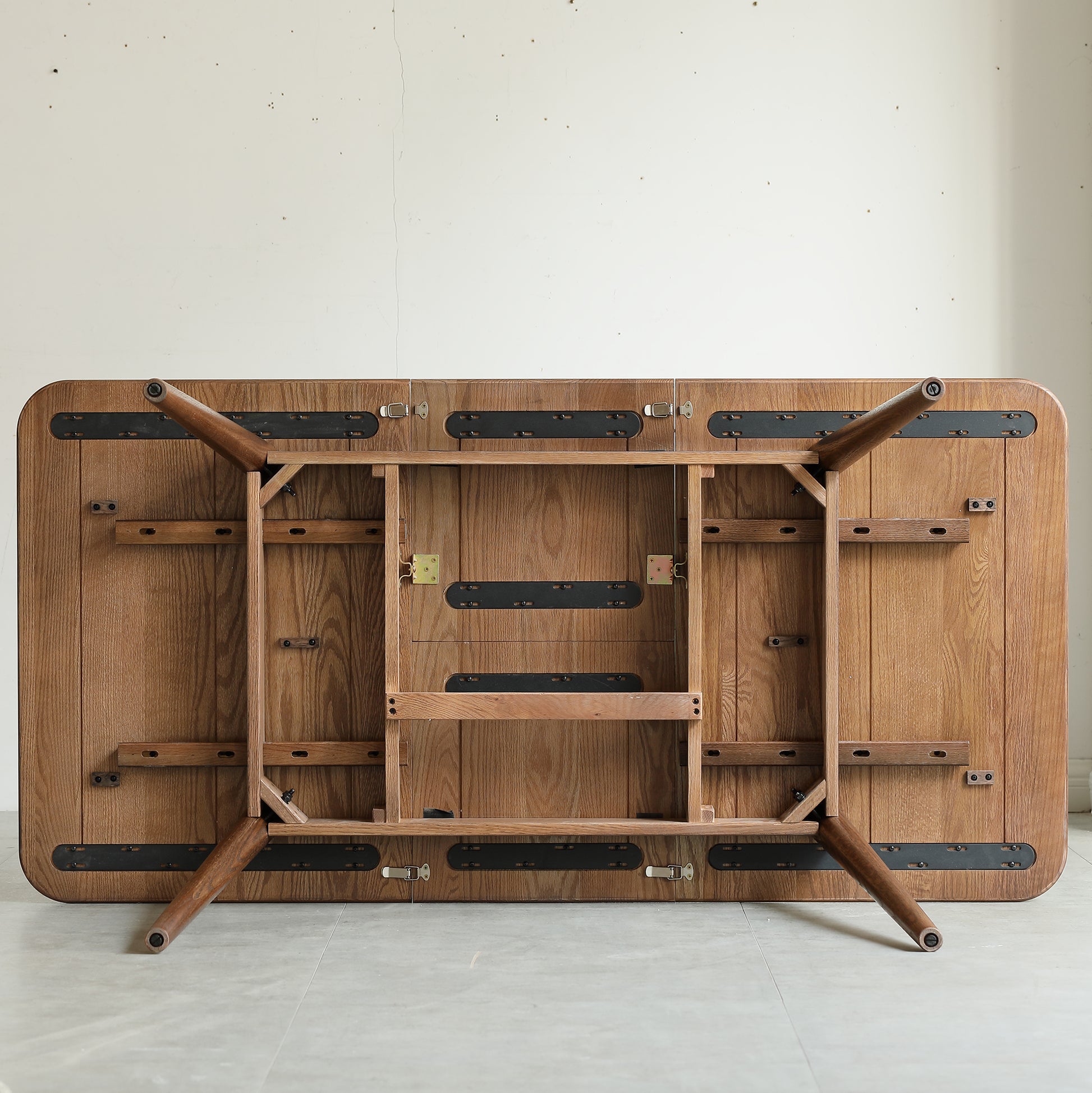 Walnut Color Solid Oak Round Corner Diagonal Leg Telescopic Table 1.2 1.6M, For 6 8 People To Meet Dining Table Wood Walnut Color Walnut Brown Writting Desk Triangular Dining Room Oak Rectangular Kitchen & Dining Tables Solid Wood