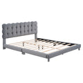 Queen Size Upholstered Platform Bed With Soft Headboard,Gray Gray Upholstered