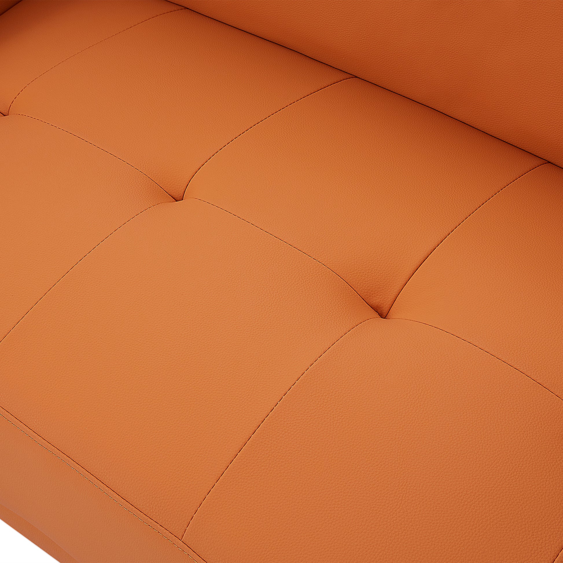 107" Contemporary Sofa Stylish Sofa Couch With A Round Storage Ottoman And Three Removable Pillows For Living Room, Orange Orange Pu