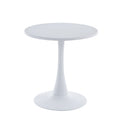 Modern 23.6'' Diameter Solid Metal Base White Round End Table White Steel