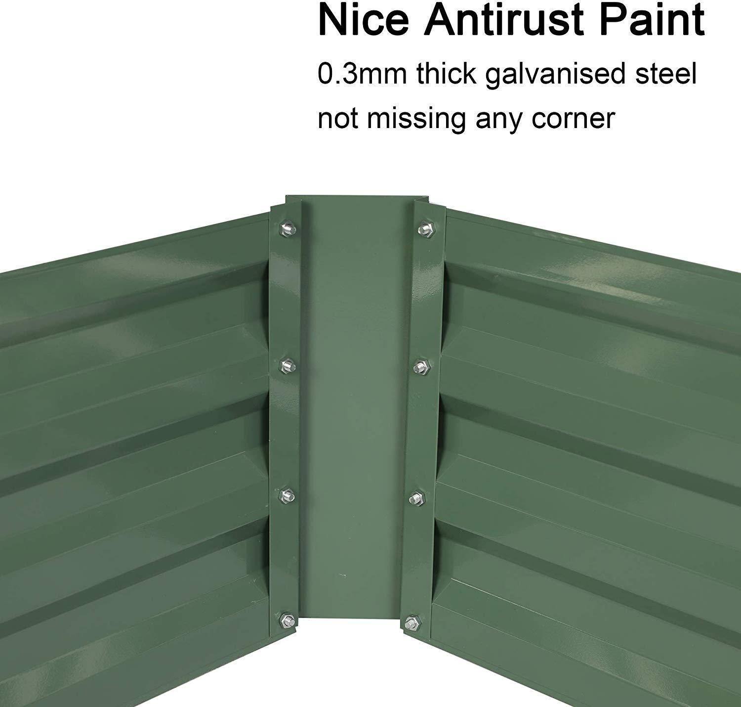 Raised Garden Bed Steel Planter Box Galvanized Anti Rust Coating Planting Vegetables Herbs And Flowers For Outdoor Green Metal