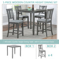 5 Piece Dining Table Set, Wooden Dining Square Table Set For 4, Counter Height Kitchen Table Set With Square Table And 4 Upholstered Chairs For Small Space, Gray Wood Gray Seats 4 Gray Wood Dining Room Acacia 4 Leg Square Dining Table With Chair Acacia