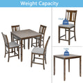 5 Piece Dining Table Set, Wooden Dining Square Table Set For 4, Counter Height Kitchen Table Set With Square Table And 4 Upholstered Chairs For Small Space, Walnut Wood Walnut Seats 4 Gray Wood Dining Room Acacia 4 Leg Square Dining Table With Chair