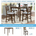 5 Piece Dining Table Set, Wooden Dining Square Table Set For 4, Counter Height Kitchen Table Set With Square Table And 4 Upholstered Chairs For Small Space, Walnut Wood Walnut Seats 4 Gray Wood Dining Room Acacia 4 Leg Square Dining Table With Chair