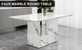 A Simple Dining Table. A Dining Table With A White Marble Pattern. 4 Pu Synthetic Leather High Backrest Cushioned Side Chairs With C Shaped Silver Metal Legs. Dt Sq 16090 Whc 1162 White Mdf