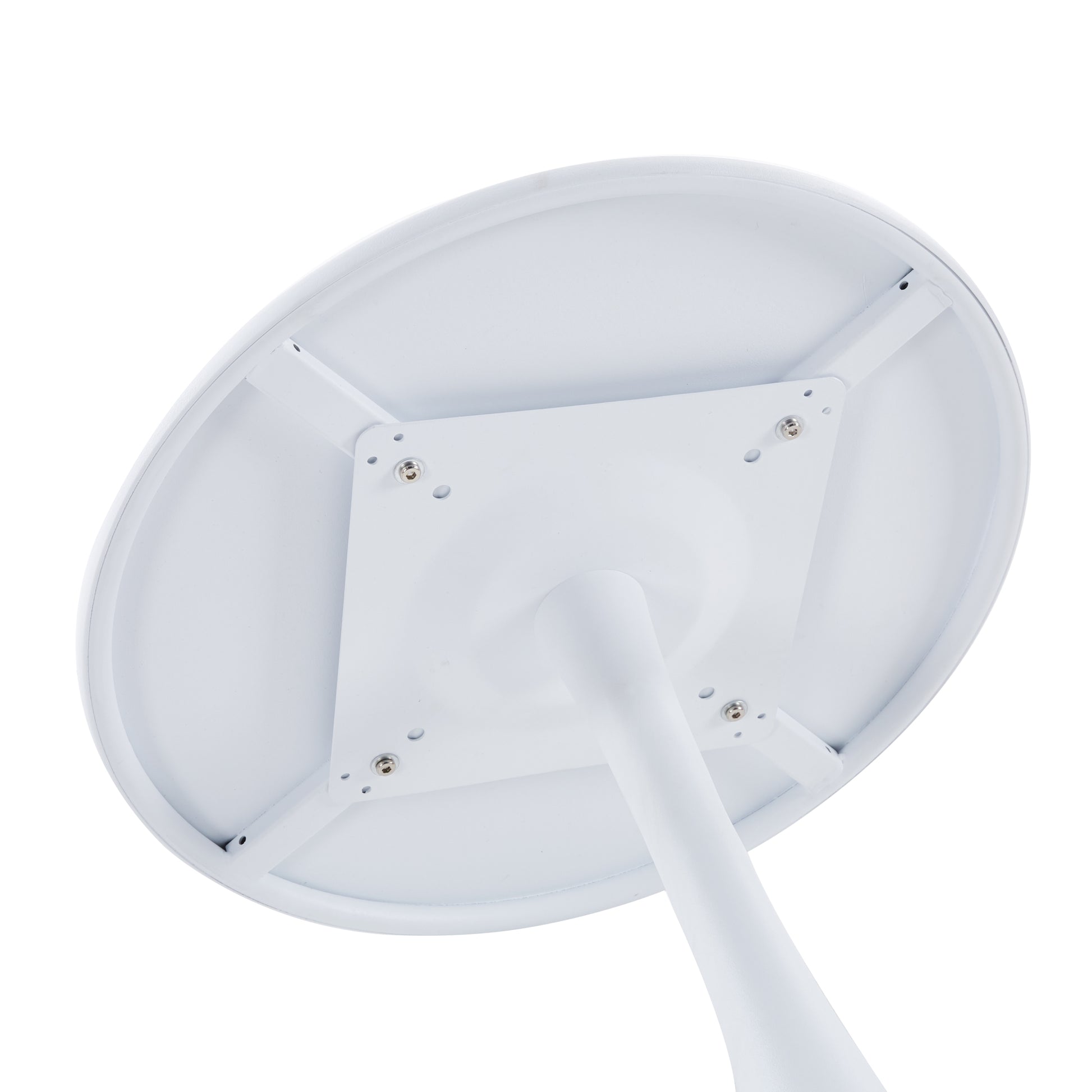 Modern 23.6'' Diameter Solid Metal Base White Round End Table White Steel