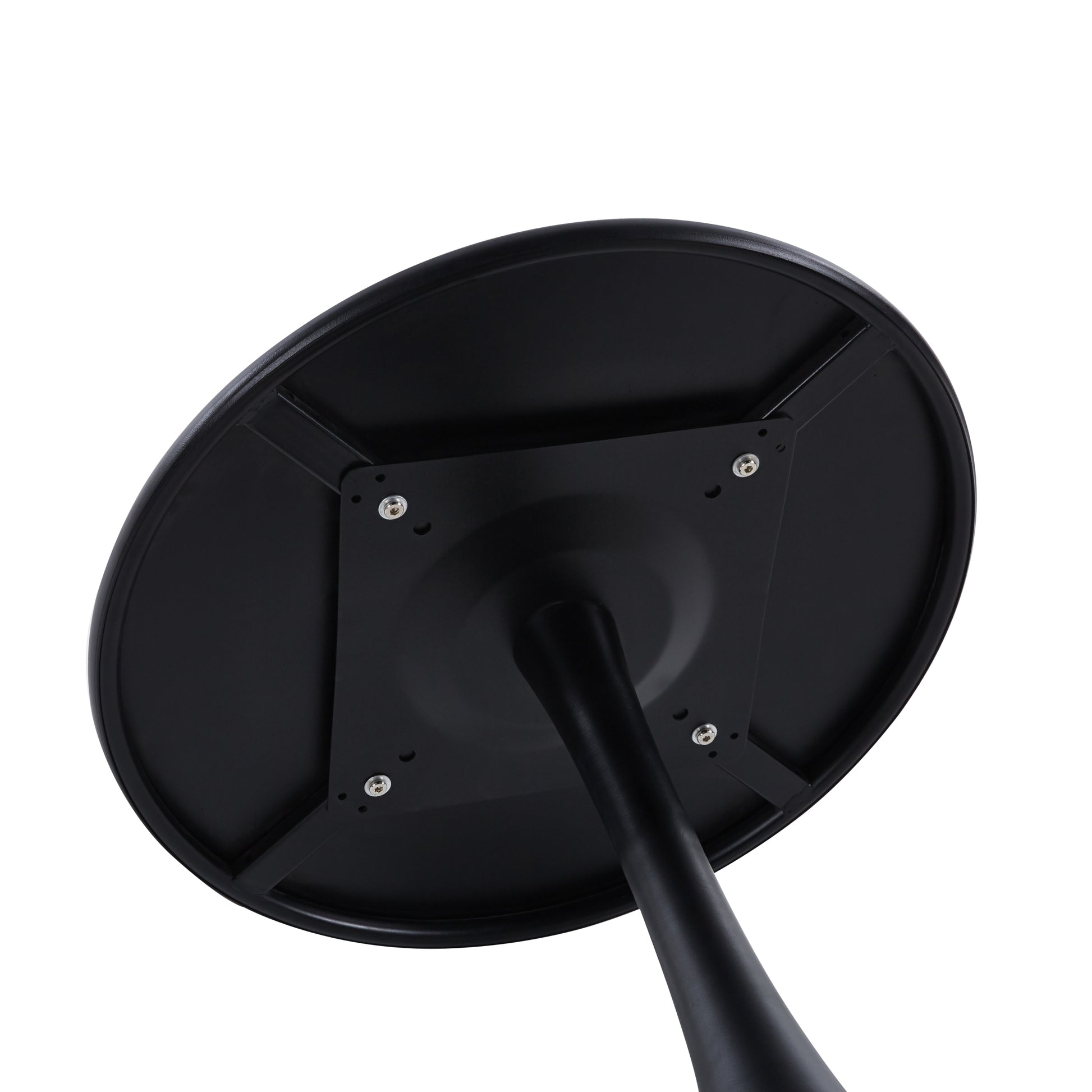 Modern 23.6'' Diameter Solid Metal Base Black Round End Table Black Steel