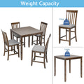 5 Piece Dining Table Set, Wooden Dining Square Table Set For 4, Counter Height Kitchen Table Set With Square Table And 4 Upholstered Chairs For Small Space, Walnut Wood Walnut Seats 4 Gray Wood Dining Room Acacia 4 Leg Square Dining Table With Chair