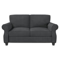 Sofa With Solid Wood Frame, Comfy Sofa Couch With Extra Deep Seats, Modern 2 Seater Sofa, For Living Room Apartment Lounge, Grey Dark Gray Wood