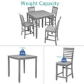 5 Piece Dining Table Set, Wooden Dining Square Table Set For 4, Counter Height Kitchen Table Set With Square Table And 4 Upholstered Chairs For Small Space, Gray Wood Gray Seats 4 Gray Wood Dining Room Acacia 4 Leg Square Dining Table With Chair Acacia