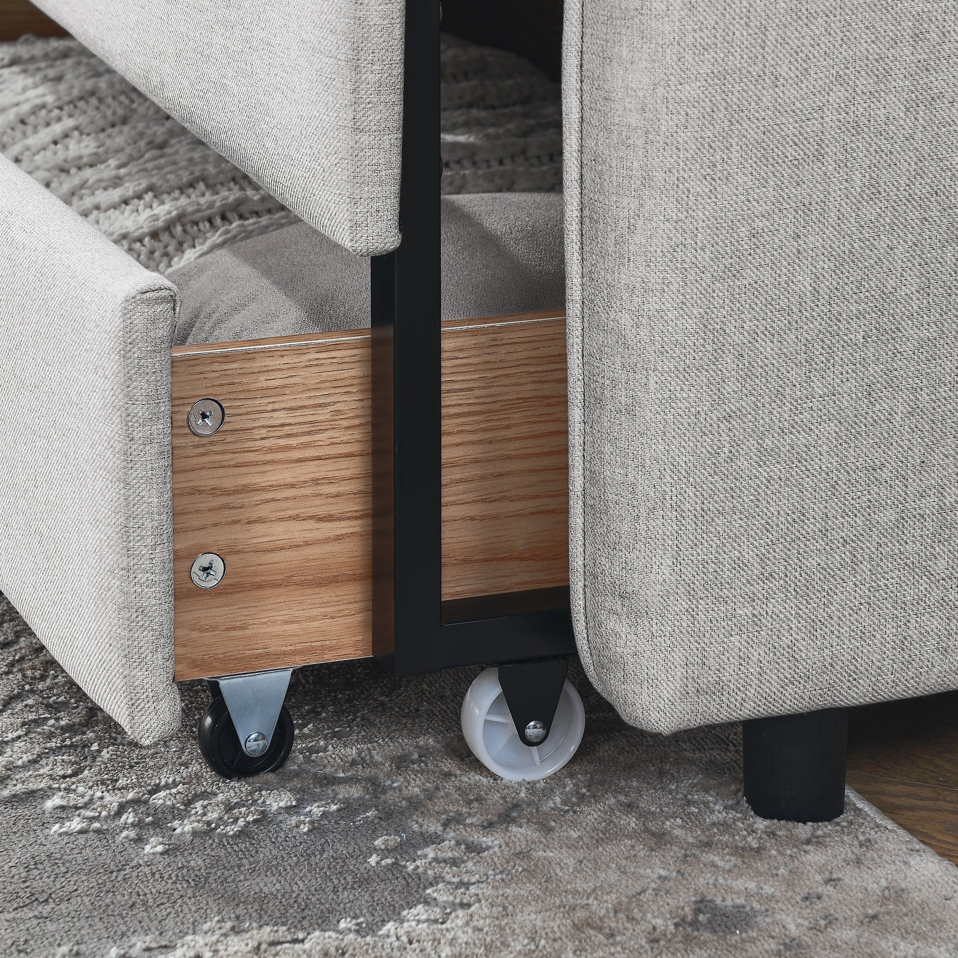 Twin Size Upholstery Daybed With Trundle Bed And Two Storage Drawersflat Arms With Pocket, Extendable Daybed For Bedroom Living Room,Linen Beige Beige Linen