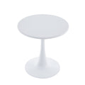 Modern 23.6'' Diameter Solid Metal Base White Round End Table White Steel