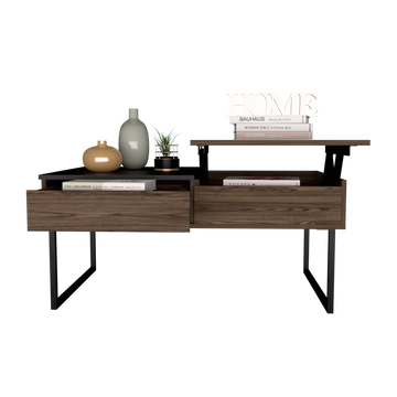 Lift Top Coffee Table, One Drawer, Dark Walnut Brown Particle Board Particle Board