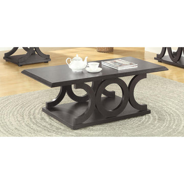 Cappuccino C Shaped Coffee Table Brown Primary Living Space Transitional Rectangular Shelves Coffee & End Tables Wood