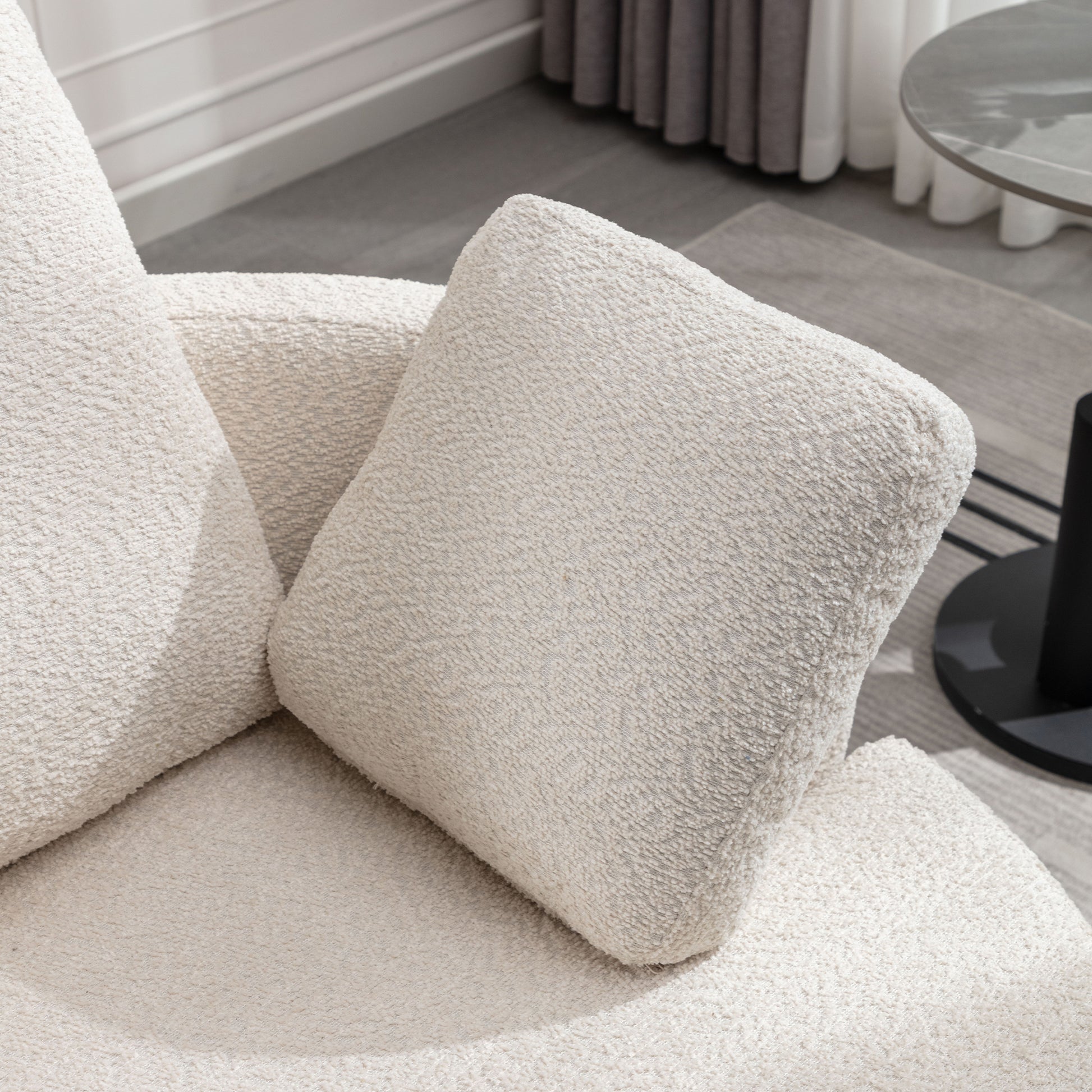 Oversize Round Swivel Chair Cozy Club 360 Degrees Swivel Sofa With 3 Pillowsfabric For Living Room Lounge Hotel 40.2D X 42.1W X 34.3H Inch Beige Mdf Steel