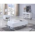 High Glossy White 1 Drawer End Table White Primary Living Space Contemporary,Modern Rectangular Drawers Coffee & End Tables Brushed Wood Sled