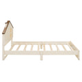 Full Size Wood Platform Bed With House Shaped Headboard And Built In Led, Walnut Milk White Box Spring Not Required Full White Wood Bedroom Solid Wood Mdf