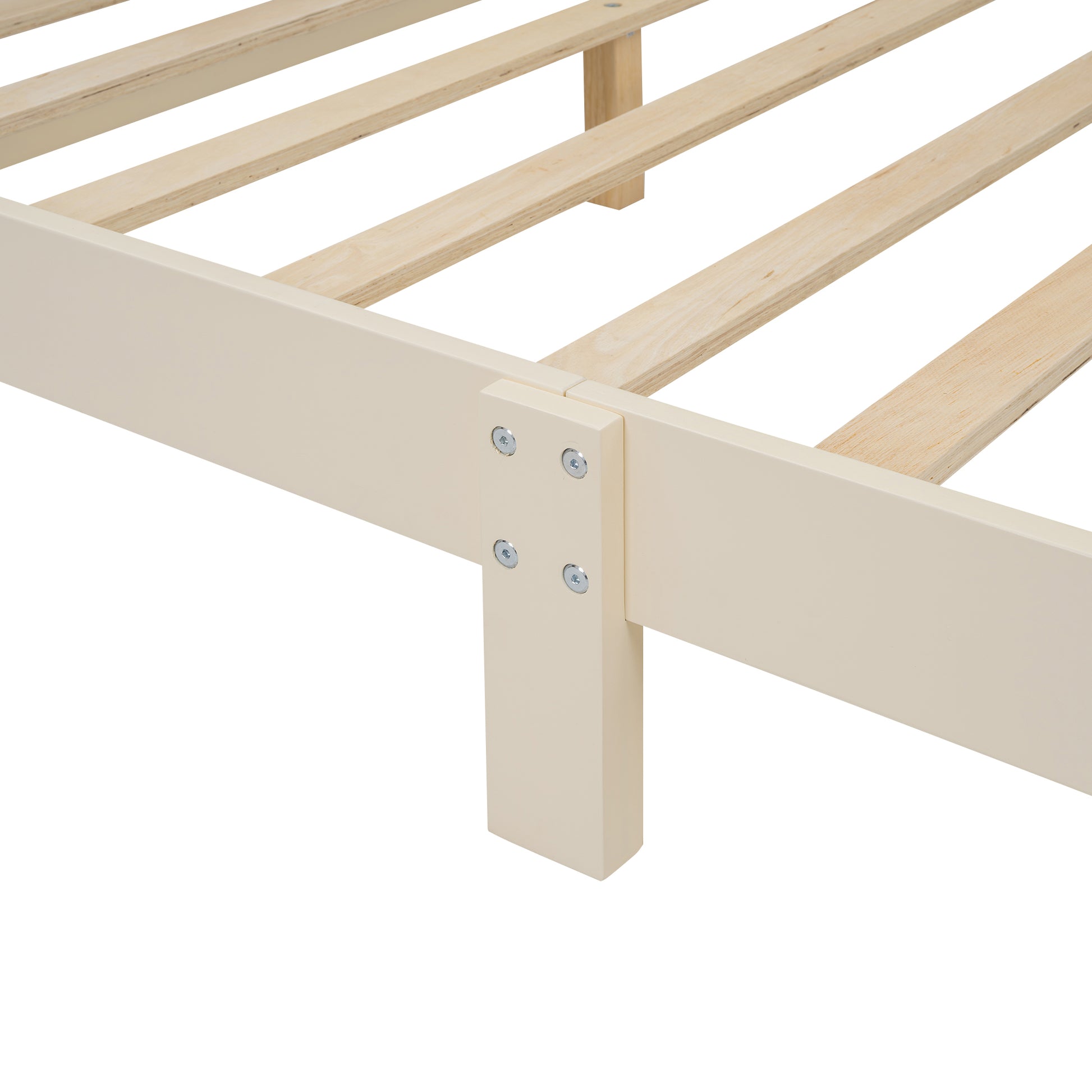 Full Size Wood Platform Bed With House Shaped Headboard And Built In Led, Walnut Milk White Box Spring Not Required Full White Wood Bedroom Solid Wood Mdf