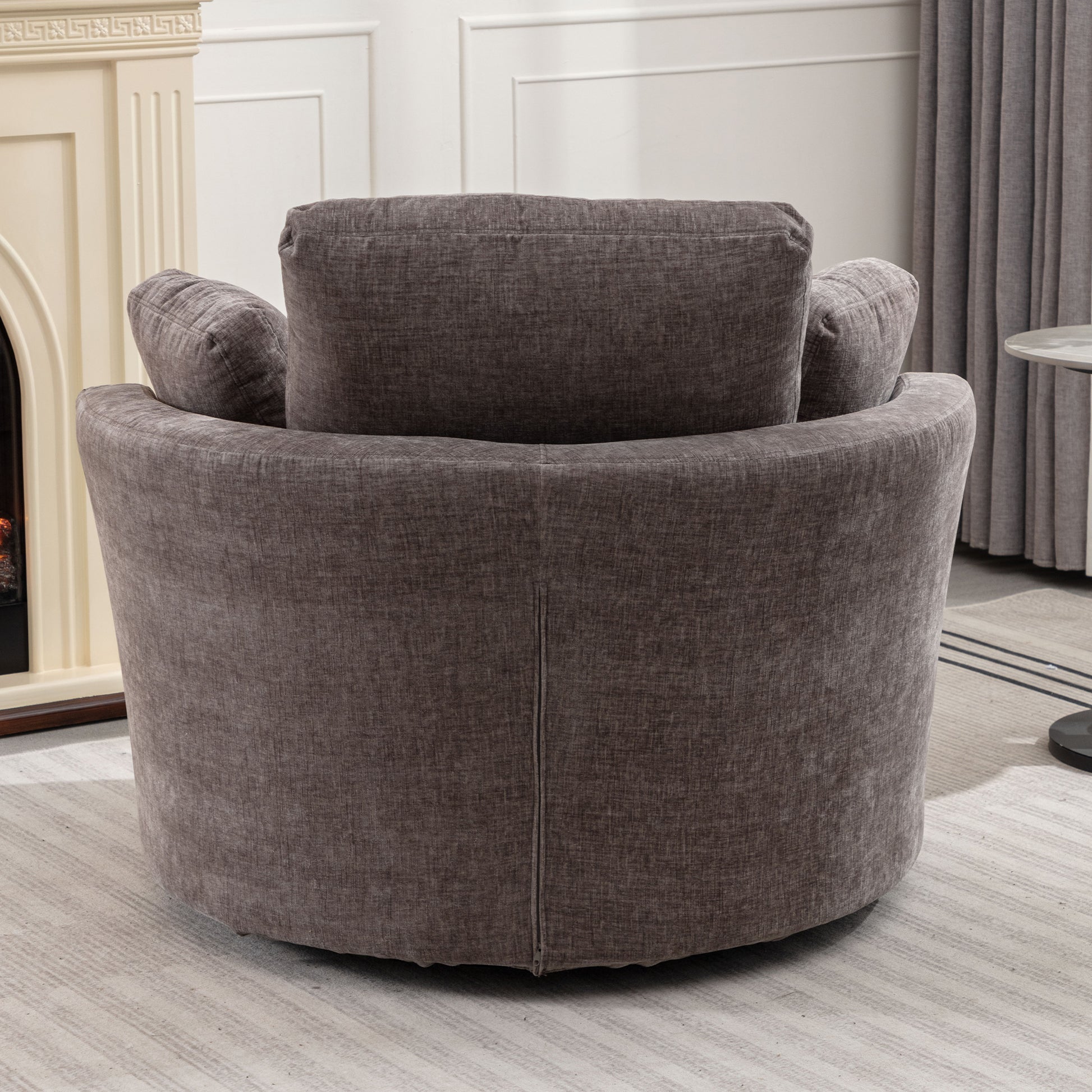Oversize Round Swivel Chair Cozy Club 360 Degrees Swivel Sofa With 3 Pillows Chenille Fabric For Living Room Lounge Hotel 40.2D X 42.1W X 34.3H Inch Gray Mdf Steel