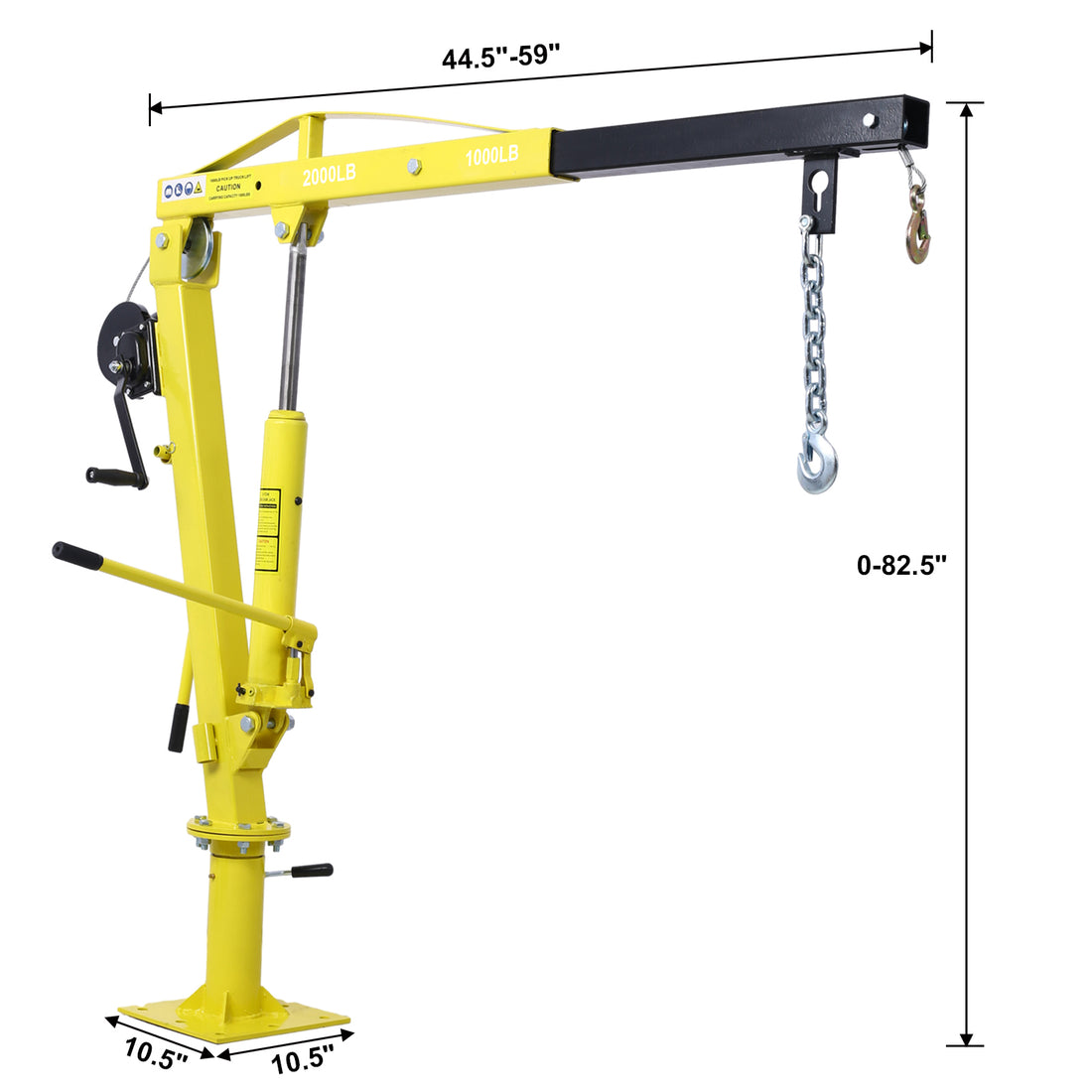 Hydraulic Pickup Truck Crane With Hand Winchpickup Truck Bed Hoist Jib Crane 2000 Lb. Capacity Yellow Yellow Steel