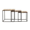 Natural And Black 3 Piece Nesting Table Brown Primary Living Space Farmhouse,Rustic Tabeltop Sheesham Square Coffee & End Tables Powder Coated Metal Parsons