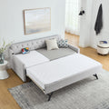 Twin Size Upholstery Daybed With Twin Size Erectable Trundle And Usb Charging Design, Linen Beige Twin Beige Linen