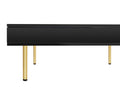Exquisite High Gloss Coffee Table With 4 Golden Legs And 2 Small Drawers, 2 Tier Square Center Table For Living Room, Black Black Primary Living Space Particle Board