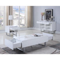 High Glossy White 1 Drawer End Table White Primary Living Space Contemporary,Modern Rectangular Drawers Coffee & End Tables Brushed Wood Sled