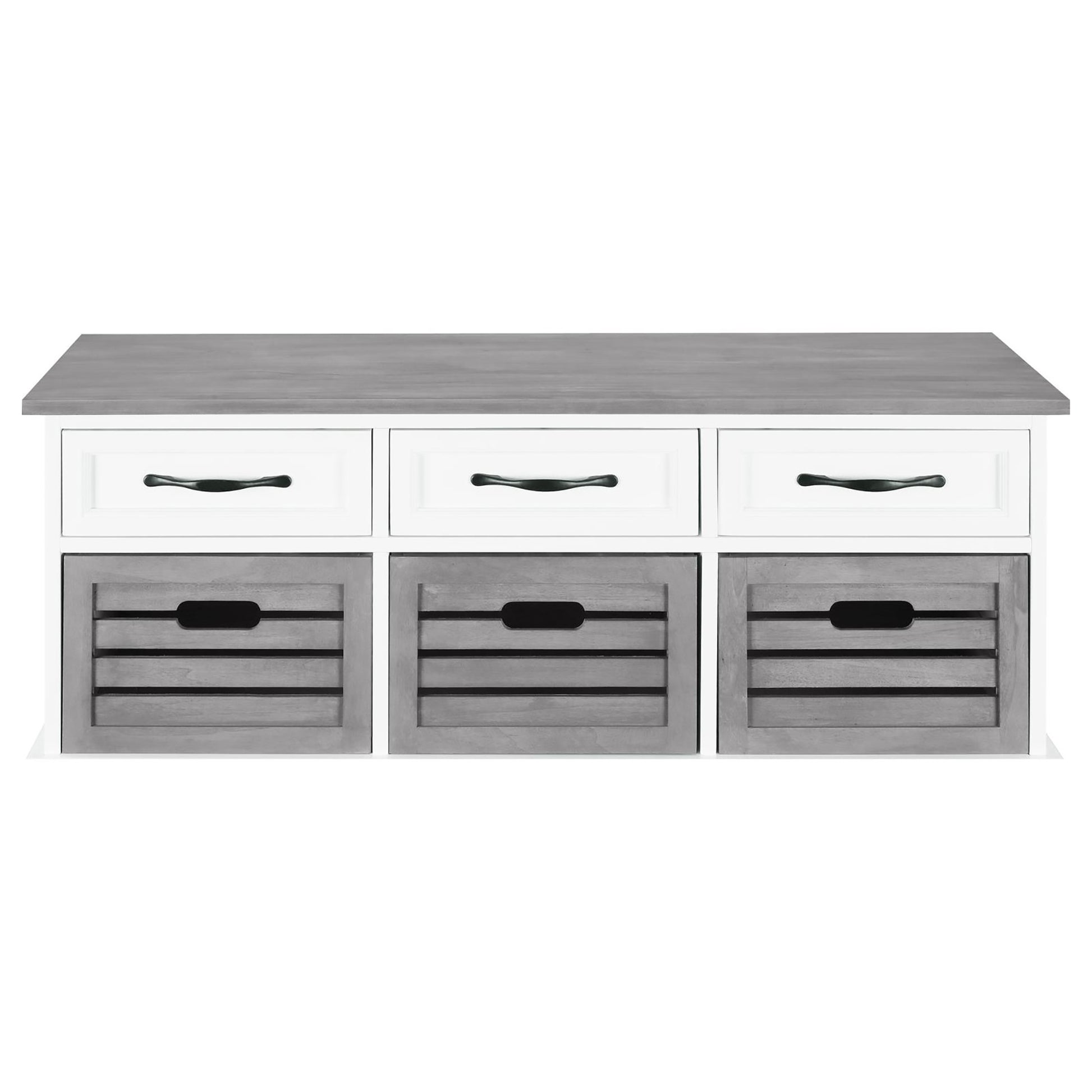 White And Weathered Grey 3 Drawer Storage Grey Gray Primary Living Space Traditional Poplar Drawer Wood