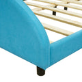 Full Size Upholstered Platform Bed With Cloud Shaped Headboard And Embedded Light Stripe, Velvet, Blue Blue Velvet