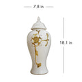Ginger Jar With Steam Gold Flower White Ceramic