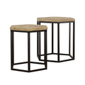 Natural And Black 2 Piece Nesting Table Brown Primary Living Space Farmhouse,Rustic Tabeltop Mango Coffee & End Tables Wood Hairpin