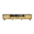 Tv Station, Tv Room, Entertainment Center, Can Accommodate 65 Inch Tv, Uv Open Drawers, Solid Wood Legs, Can Be Placed In Living Room, Bedroom, Tv Cabinet Rattan Weaving, Color: Brown Brown Particle Board