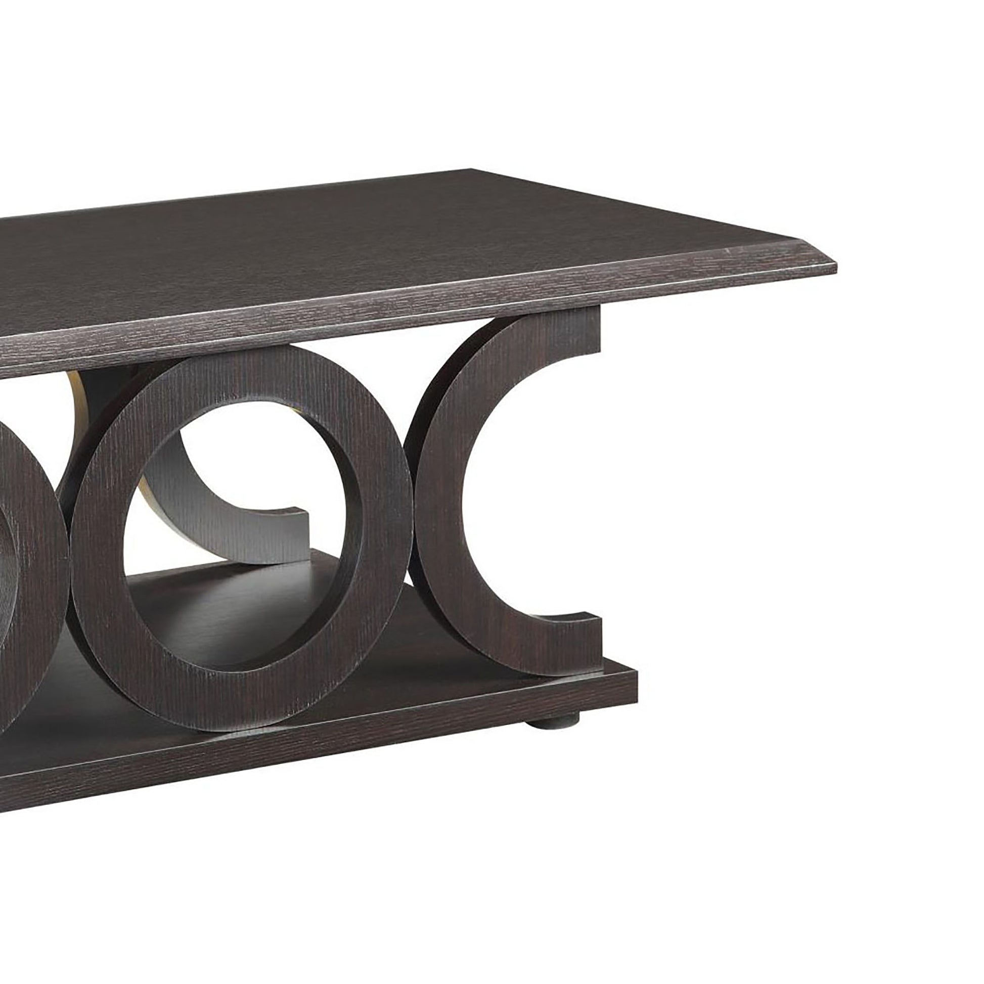 Cappuccino C Shaped Coffee Table Brown Primary Living Space Transitional Rectangular Shelves Coffee & End Tables Wood